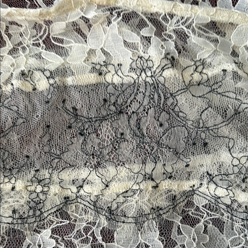 Anthropologie Cream Lace Chemise with Floral Design - Picture 6 of 11